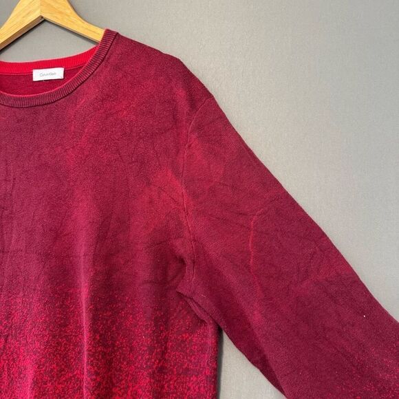 Calvin Klein Red Men’s Knit Sweater Splatter Style Size Large Cotton Blend - Picture 2 of 15